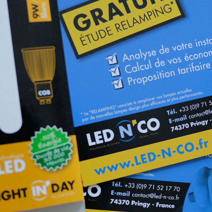 Led N'Co // Refonte Logo, indentité, création de marque et charte associée, catalogues commerciaux, packagings produits et e-commerce.